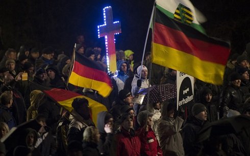 Illegális bevándorlók ellen tüntettek Drezdában