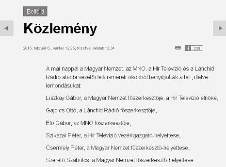 Lemondtak a Hír TV, a Magyar Nemzet, az MNO és a Lánchíd Rádió vezetői